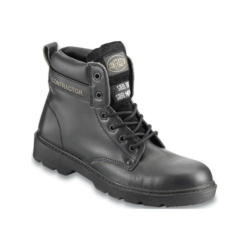 Leather 6in. Safety Boots S3 - Black - UK 10 - 802SM10 - Contractor