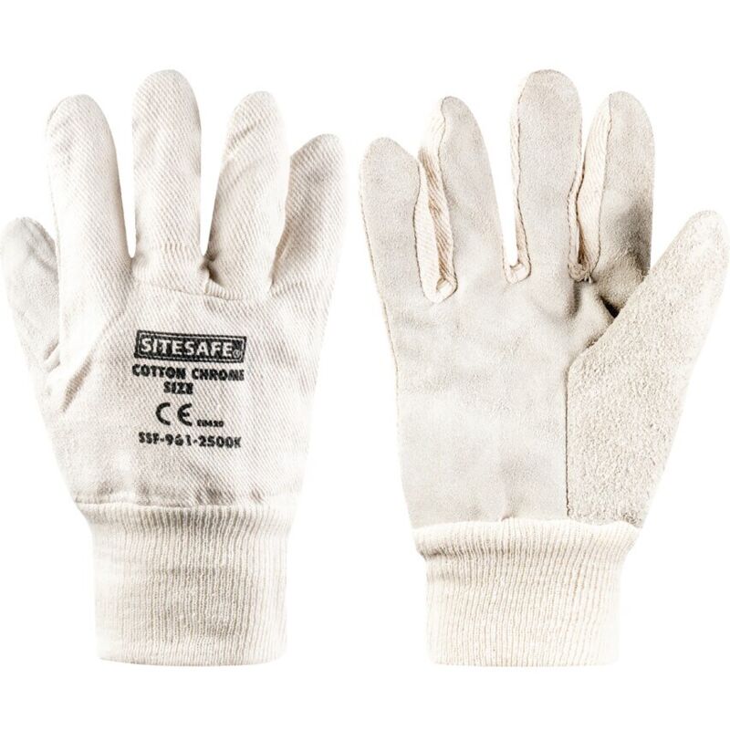 Sitesafe Contractor Cotton Chrome Rigger Gloves - Size 8