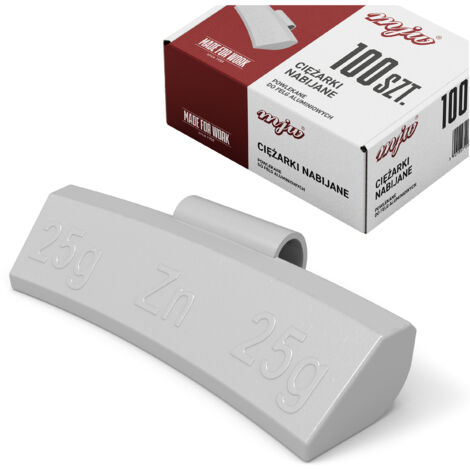 Contrapesos de zinc con clip para llantas de aluminio. Contrapesos de aluminio de 25 g, 100 unidades.