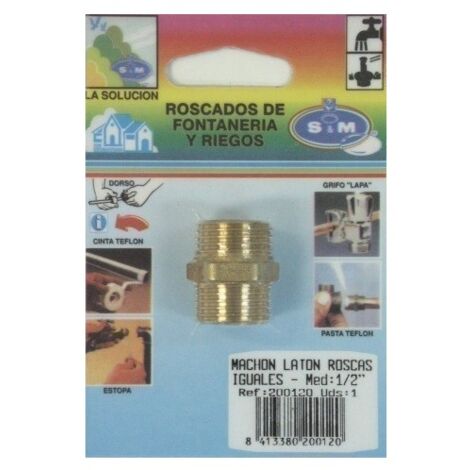 Contrarrosca Fontaneria  Roscas Iguales M-M 1/2" Laton  S M