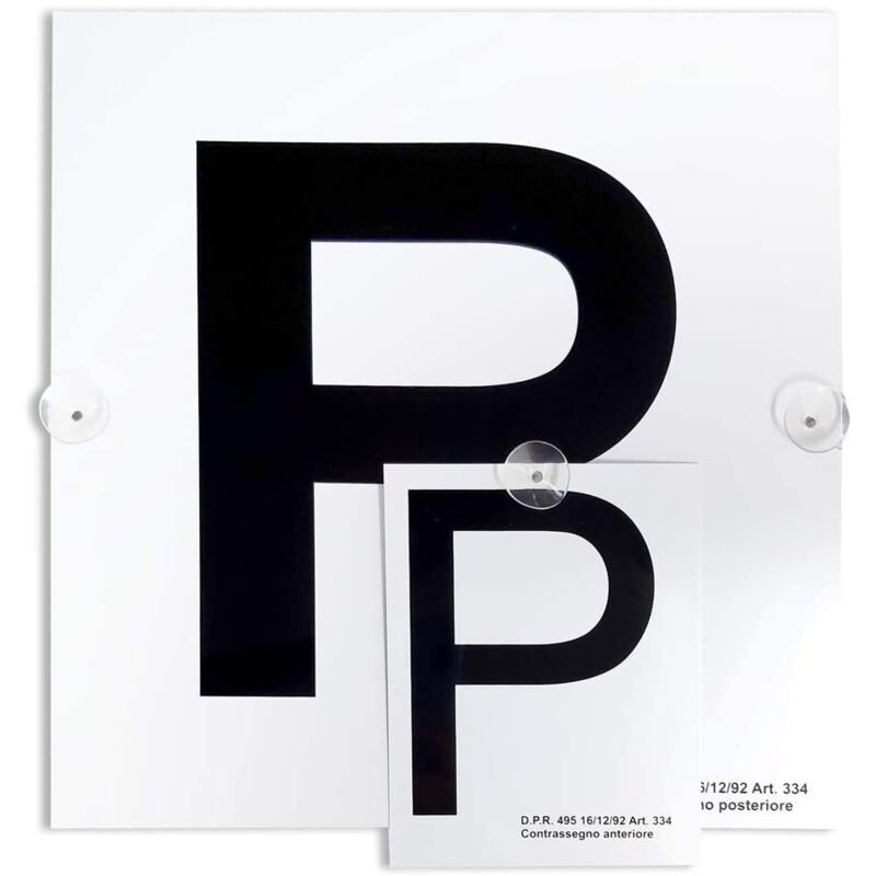 Contrassegno “P” Principiante con Ventose, Set di 2 Pezzi Anteriore + Posteriore