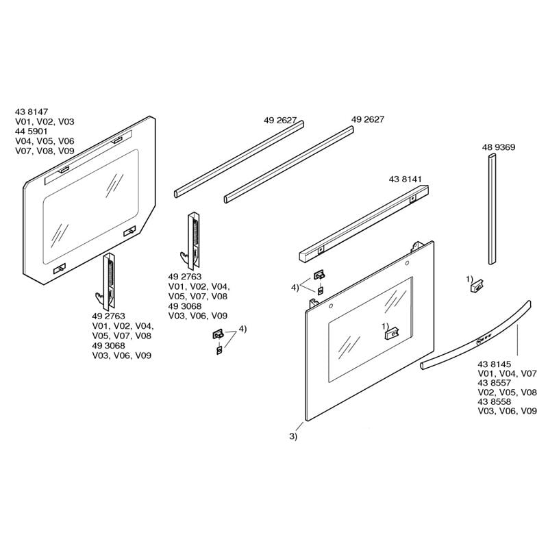 Neff - contre porte vitre interieure 438147 pour four 00445901