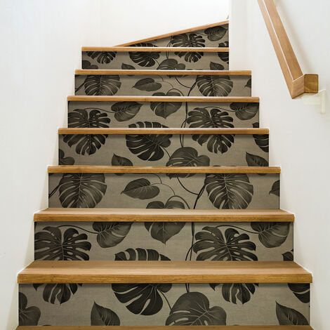 Contremarche Autocollante Monstera 19,5 X 100 cm, Motif Feuilles Tropicales Vertes Kaki, Style Ancien, Lot de 3.