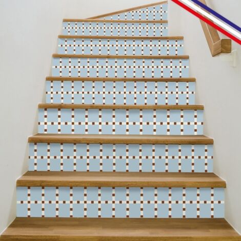 Contremarches adhésives PVC pour escalier - bleu - Lot de 5 (15x100 cm)