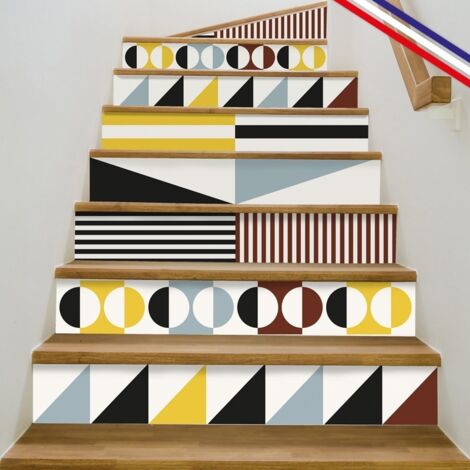 Contremarches adhésives PVC pour escalier - multicouleur - Lot de 5 (15x100 cm)