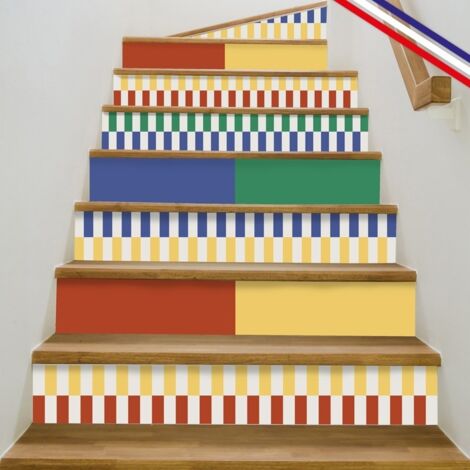 Contremarches adhésives PVC pour escalier - multicouleur - Lot de 5 (18x100 cm)