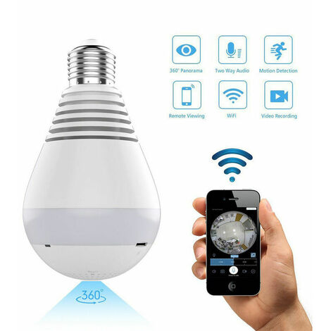 Control remoto de teléfono inteligente inalámbrico 1080P cámara de bombilla panorámica de 360 grados