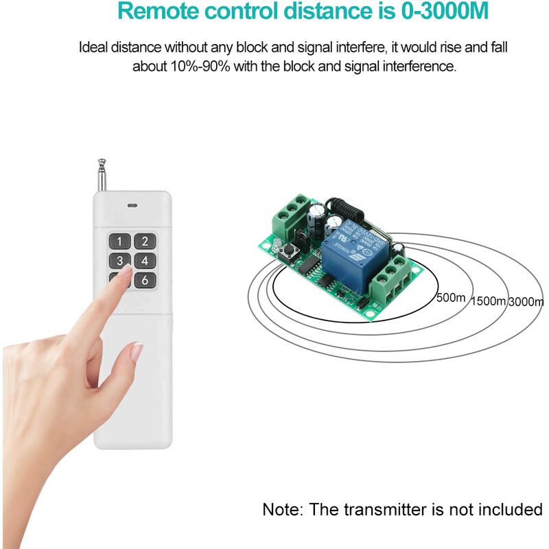 

Control remoto inalambrico de alta potencia de 3000 m, control remoto inalambrico de radiofrecuencia RF,Blanco, 1