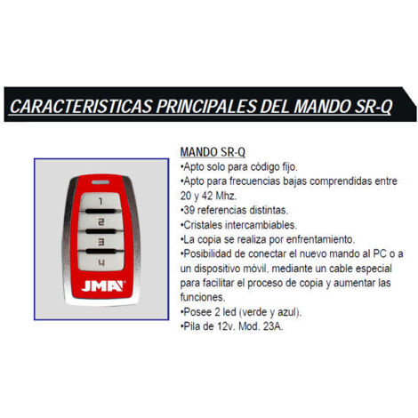 Control remoto JMA MANDO DISTANCIA SR-Q QUARZO 20 y 42 MHz