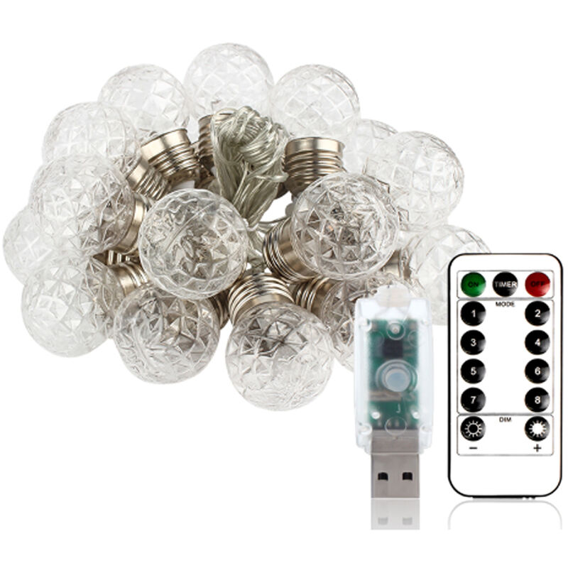 

Control remoto USB 6M Pina 20 Bombillas Globo transparente Decoracion interior al aire libre Decoracion de plastico ABS Fiesta Jardin Patio Valla