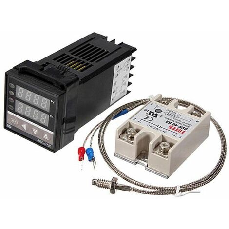Control temperatura digital REX C100 + SSR 40A + SONDA K Termopar 0ª a 400º
