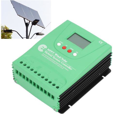 Controlador de carga híbrido GPI6060 para energía solar/eólica, 12 V/24 V con pantalla LCD y tecnología MPPT.