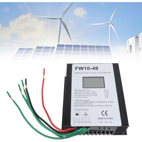Controlador de carga MPPT para turbinas eólicas, 48 V, IP67, controlador automático, aleación de aluminio, 1000 W, pantalla LED para generadores eólicos, resistente a la humedad.