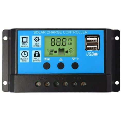 Controlador de carga solar, 12 V/24 V, 30 A, pantalla LCD, dos puertos USB