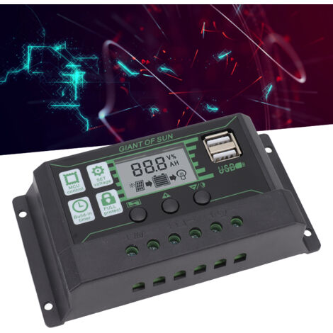 Controlador de carga solar con control PWM, dos puertos USB, 100 A, carcasa de PVC, 13,3 x 7 x 3 cm