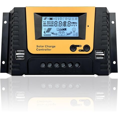 Controlador de carga solar de 30 A, 12 V, 24 V, 36 V, 48 V, identificación automática. Regulador de carga solar de 30 A apto para paneles solares de hasta 1560 W. Compatible con baterías de gel sellad