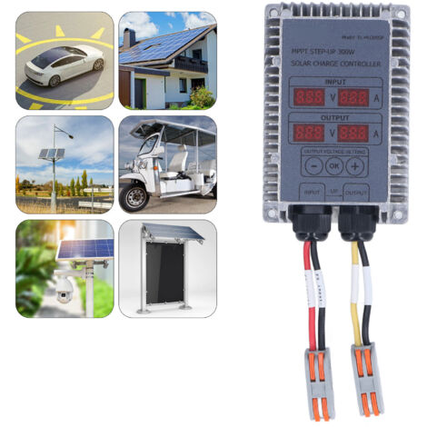 Controlador de carga solar MPPT ajustable de 24–85 V, grado de protección IP66, con pantalla para baterías de litio y plomo-ácido, 120 x 80 x 40 mm, 300 W