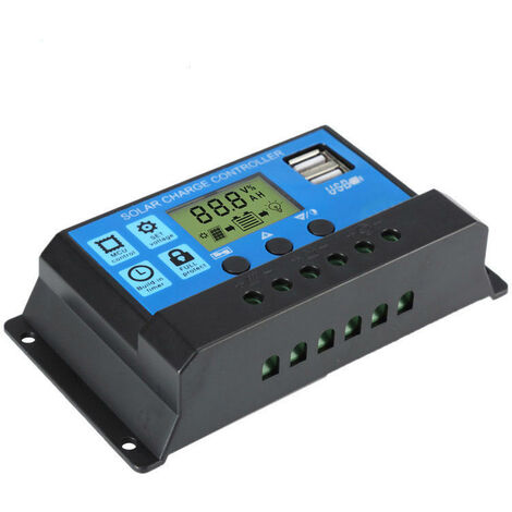 Controlador de carga solar MPPT con 12V / 24V LCD Dual Solar Panel USB Smart Battery Regulator