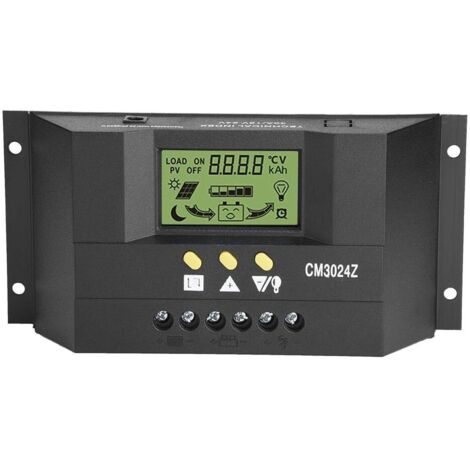 Controlador de carga solar, regulador de carga PWM inteligente de 3 etapas, 12V 24V 30A, regulador de carga, pantalla LCD ajustable, protección contra sobrecarga.