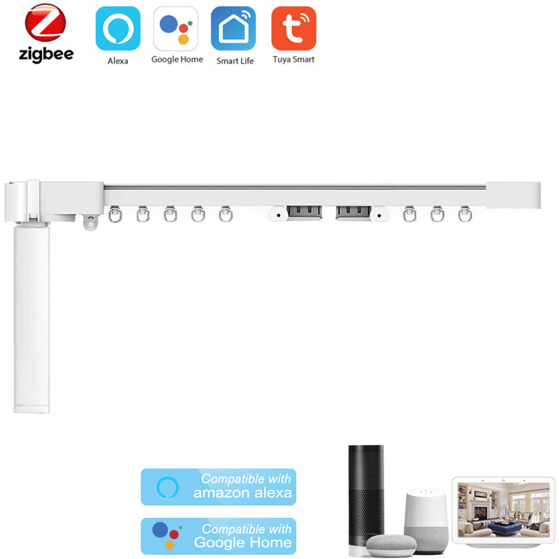 

Asupermall - Tuya Smart Zigbee Kit de riel de cortina motorizado Smart Curtain Blind Motor Timing APP Control remoto Personalizar riel de cortina