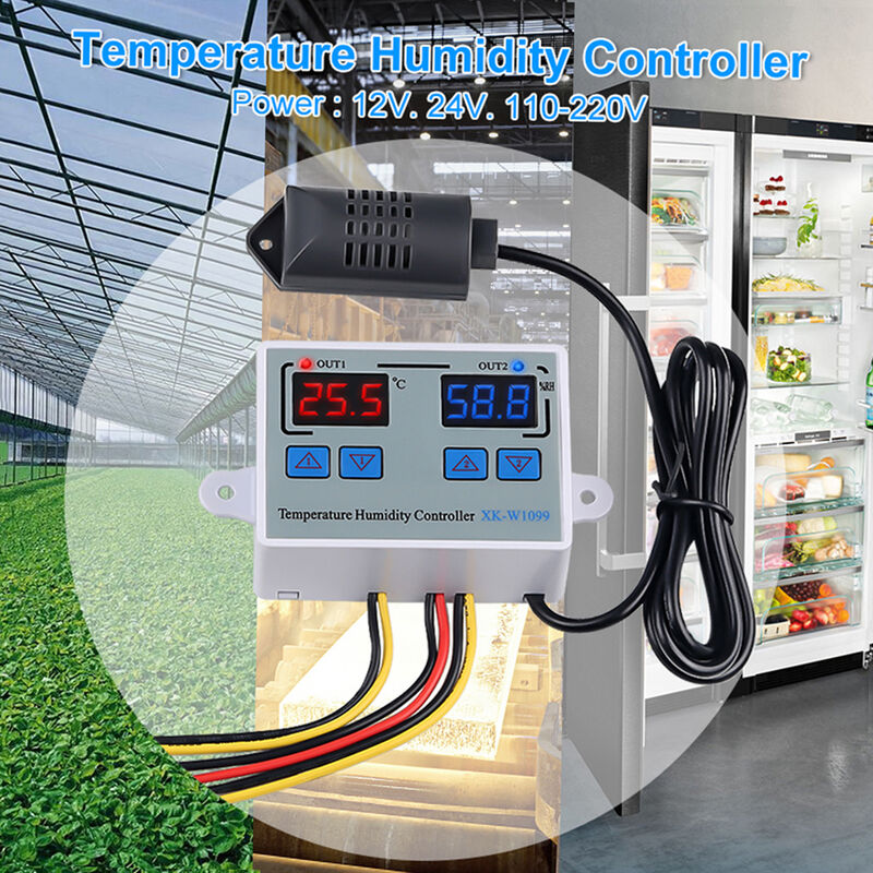 

Controlador de humedad de temperatura digital dual, termostato de refrigerador, AC110-220V