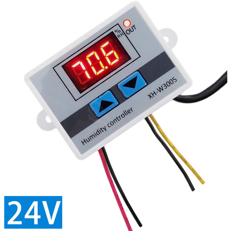 

Happyshopping - Controlador de humedad humidistato digital XH-W3005, monitor de deteccion de humedad higrometro,24V