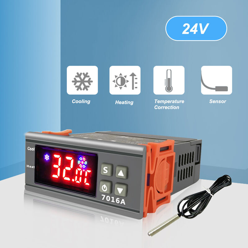 

Controlador de interruptor de temperatura digital 7016A, 30A de alta potencia, pantalla ℃ ℉, para eclosion de congelador y refrigerador,24V