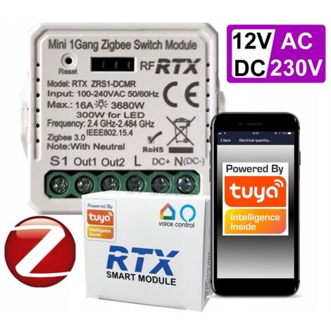 Controlador de relé ZigBee TUYA sin voltaje + fuente de alimentación RF 12 V/230 V