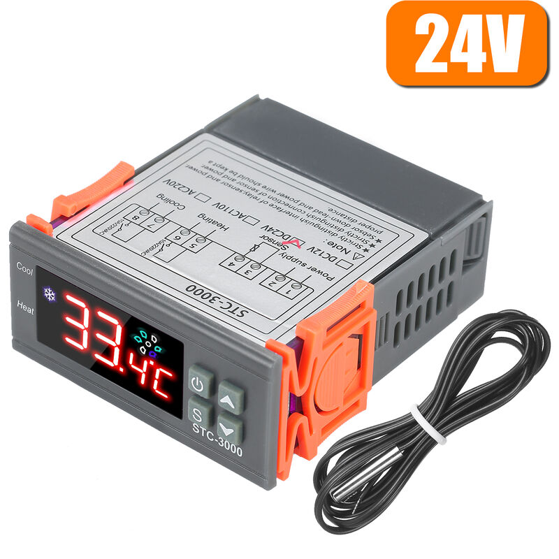 

Controlador de temperatura de microordenador STC-3000, con sensor de calor frio de sonda NTC,24 V