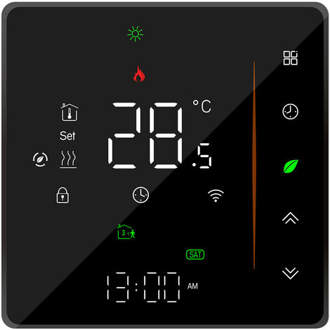 Controlador de temperatura del termostato inteligente WiFi Programable semanalmente Admite control táctil / aplicación móvil / control de voz Alexa / Google Home, para caldera de agua / gas 5A Negro