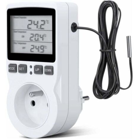 Controlador de temperatura digital KZQ, termostato con enchufe, calefacción, refrigeración, LCD, 200 V-250 V, para control de temperatura de empresa.