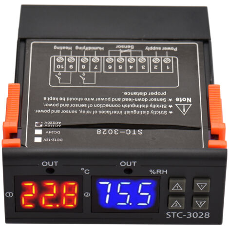 Controlador de temperatura digital STC-3028, regulador inteligente de CA 110220V, compatible con calefacción/refrigeración/humidificación/deshumidificación/corrección de temperatura.