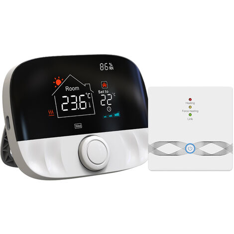 Controlador de temperatura inalámbrico Ajuste de tiempo de temperatura programable semanalmente con función de memoria y bloqueo de seguridad para niños (Versión básica multicolor)