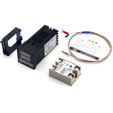 Controlador de temperatura inteligente REX-C100FK02-VDN, salida SSR + SSR-25 DA + cable M6 de 1 m (paquete de 3)