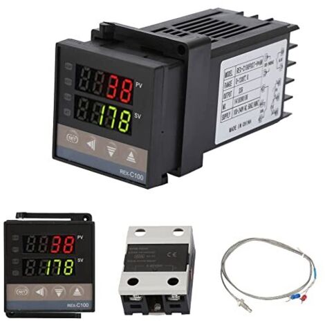 Controlador de temperatura PID digital con pantalla LED y alarma, para uso industrial.