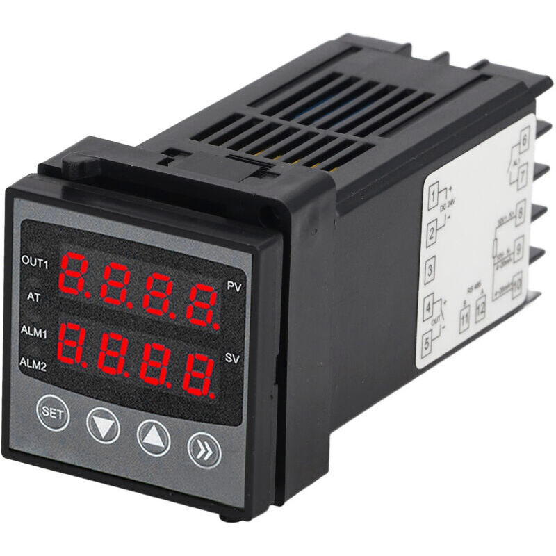 Xisrens Schwarz Controlador De Temperatura Pid Eosnow, Pantalla Digital Dual, Función De Alarma, Termostato, 24 V Cc