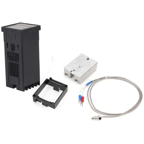 Controlador de temperatura PID inteligente, controlador de temperatura digital REX-C100 + relé de estado sólido de 40 A + kit de termopar K GD 0 a 400 CA 100-240 V