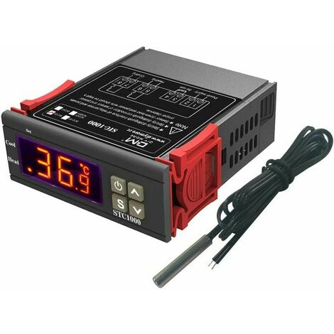 Controlador de temperatura STC-1000, termostato digital versátil de 12V 10A com sonda NTC para escotilha de impermeabilização, aquecimento e resfriamento