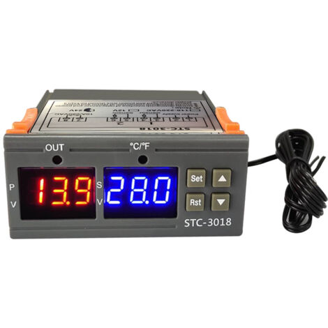 Controlador de temperatura STC-3018, termostato digital con pantalla LED, interruptor de control de temperatura, placa de microcontrol de temperatura, sensor de termostato (12 V)