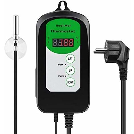Controlador De Termostato De Alfombrilla De Calor Digital MINKUROW Para Germinación De Semillas, Reptiles Y Elaboración De Cerveza 68-108 °F