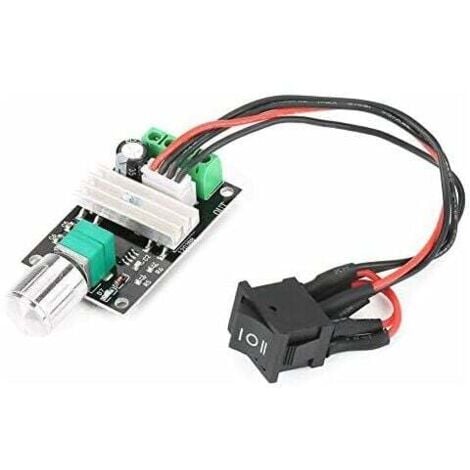 ONTWAY Controlador de velocidad de motor de 12 voltios, controlador de motor de CC, controlador de velocidad de motor PWM de CC 6 V, 12 V, 24 V, 3 A, reversible con interruptor