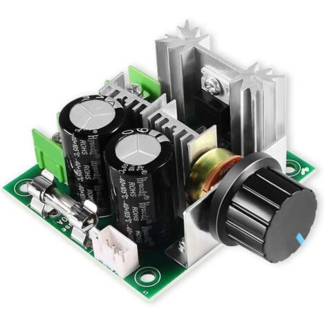 Controlador de velocidad de motor de CC de 12 V-40 V y 10 A, alta frecuencia de radiación y alto par con perilla de alta eficiencia e interruptor regulador.