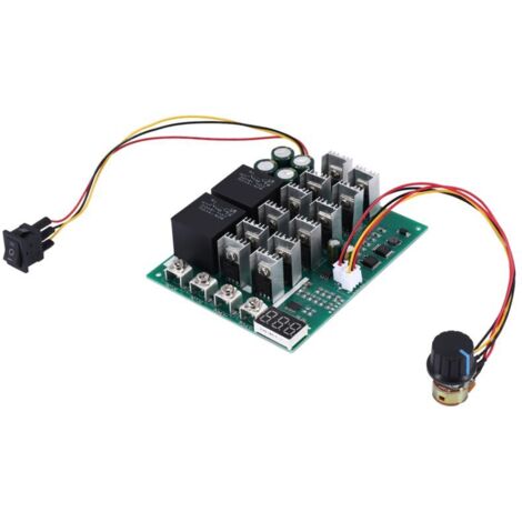 Controlador de velocidad de motor PWM de 10-55 V CC y 100 A con control remoto, pantalla LED y función de inversión de giro.