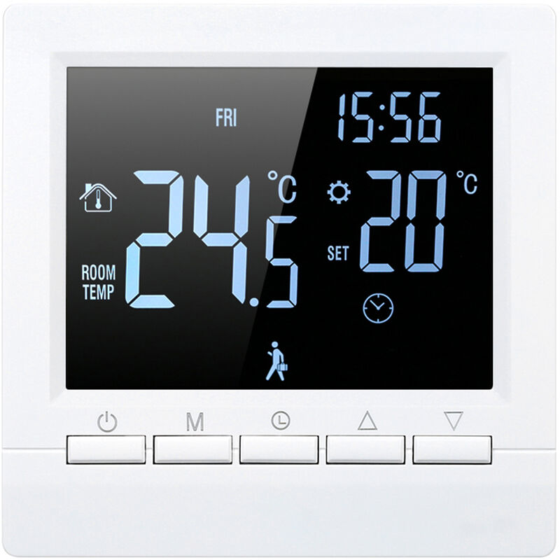 

Controlador digital de temperatura, termostato, termostato de calefaccion, 16A,Blanco sobre negro