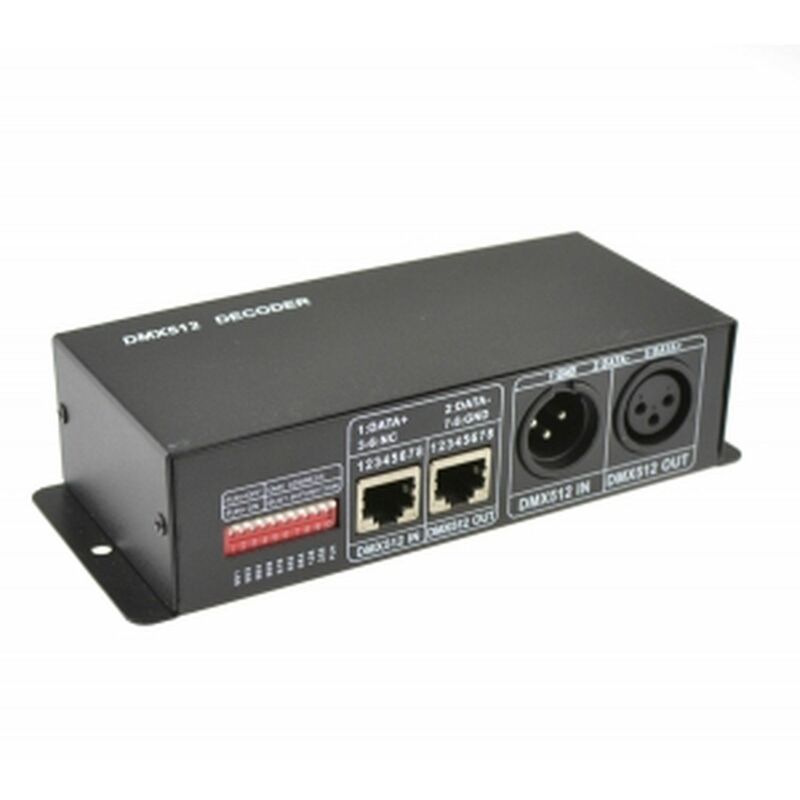 

CONTROLADOR DMX512 PARA TIRAS LED RGB 12/24VDC 3 CANALES 4A x CANAL