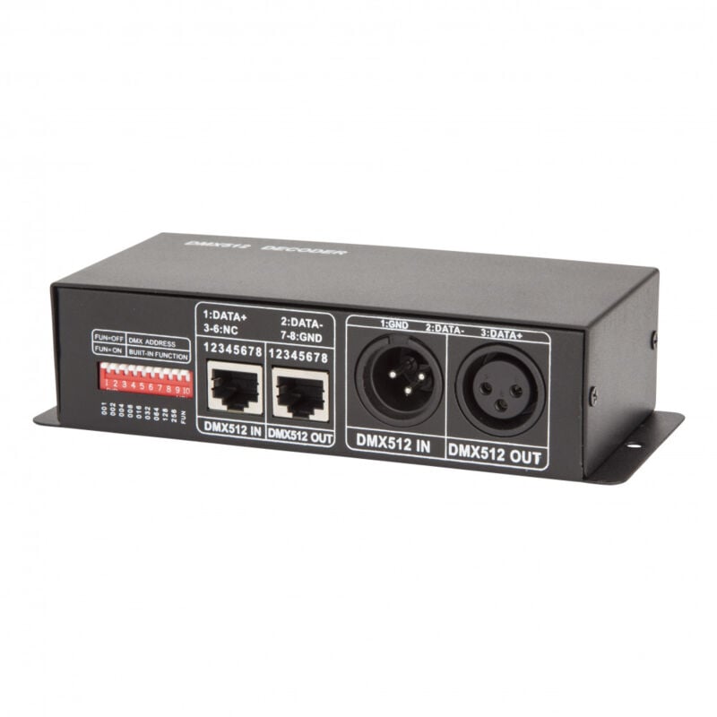 

Controlador DMX512 RGB 12/24VDC 3 Canales 8A ► 288/576W (HL-PHL-CTL-I)