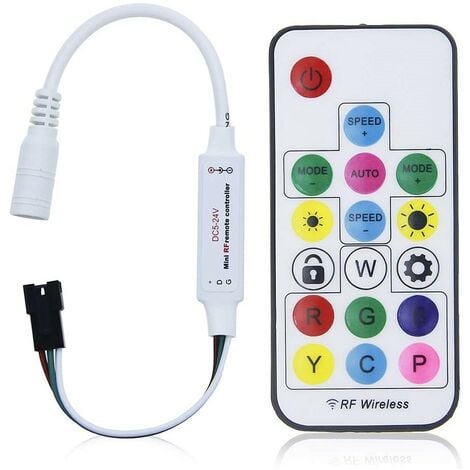 Controlador LED IC pixel RGB/RGBW con mando a distancia RF - 5-24V DC - 2048 pixeles