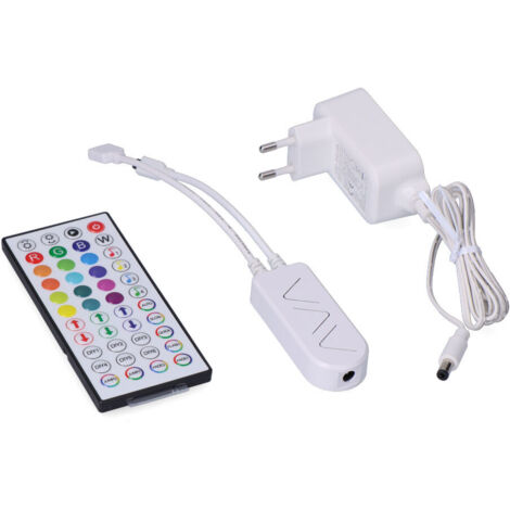 Controlador + mando + transformador para tira de led rgb 31933