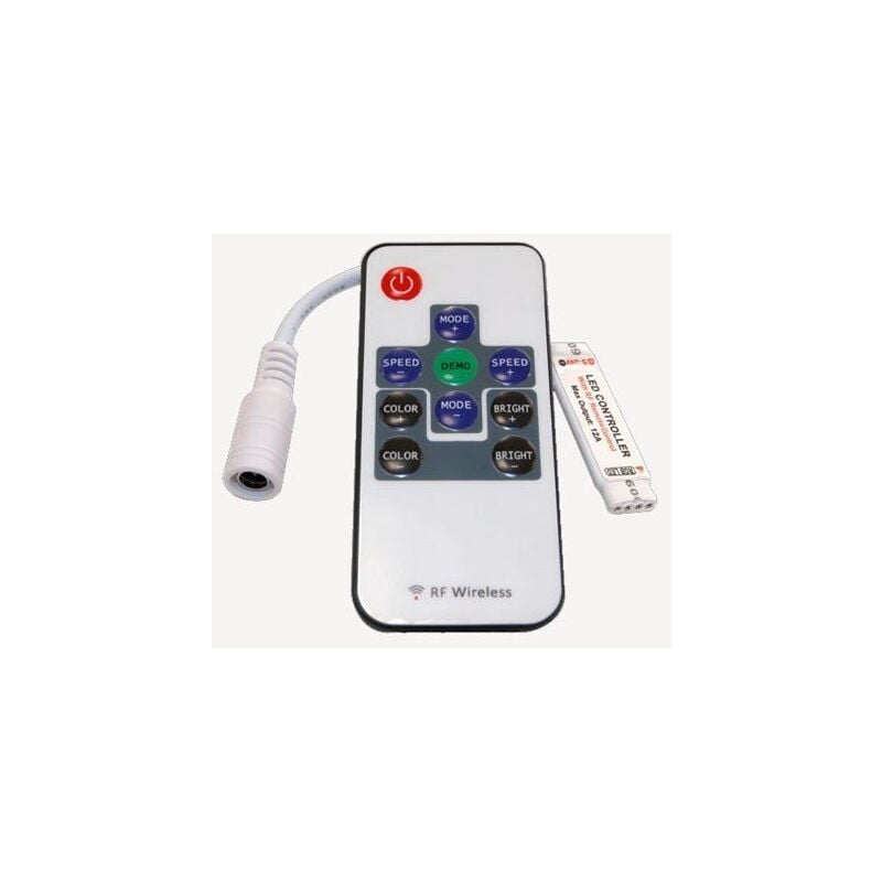 

Controlador mini de tiras led monocolor 12/24 V. con control remoto por RF