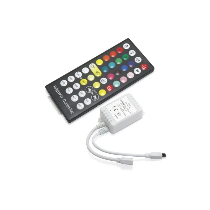 

Iluminashop - Controlador para Tiras LED RGB+W+WW Mini con Control Remoto por RF 12/24V (6 Canales) Blanco,Negro